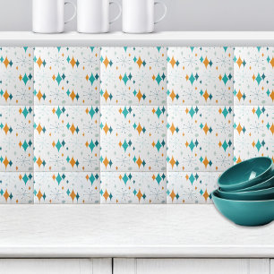Padrão de Estrelas Retro Starburst Laranja Turques
