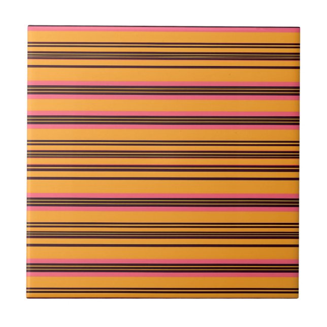 Padrão de Faixa Horizontal Laranja Rosa Ousado (Frente)