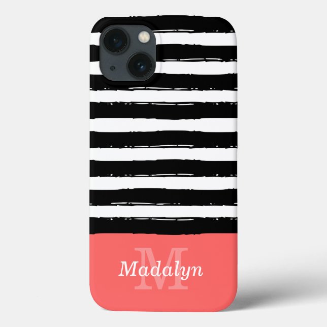 Padrão de faixas de tinta preta com monograma de c (Verso)