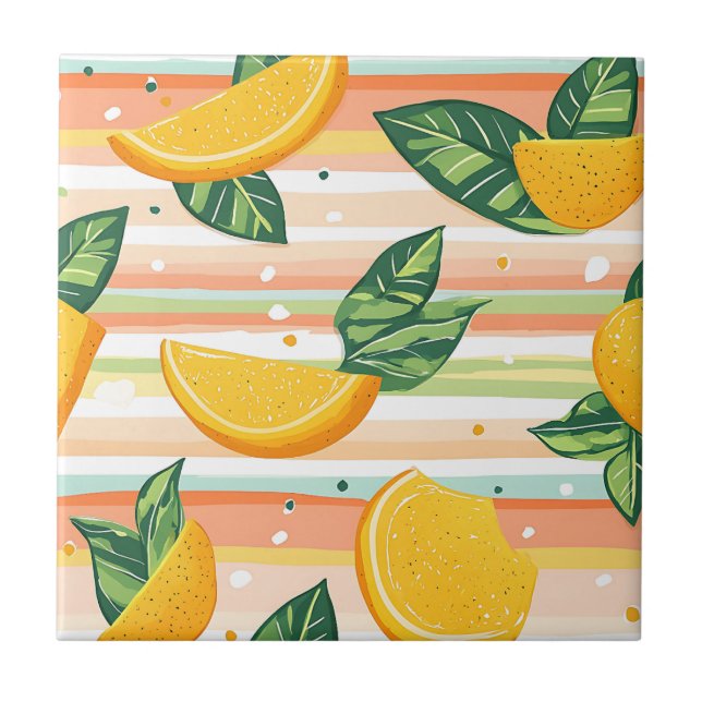 Padrão de Fatia Laranja com Folhas Verdes no Paste (Frente)