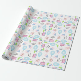 Padrão de Feliz Aniversário em Papel de Presente R