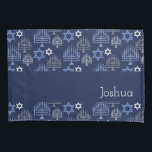 Padrão de Feriado Azul de Hanukkah Menorah<br><div class="desc">Arte digital de Liliumdes. Personalize-o com seus detalhes.</div>