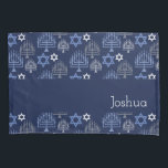 Padrão de Feriado Azul de Hanukkah Menorah<br><div class="desc">Arte digital de Liliumdes. Personalize-o com seus detalhes.</div>