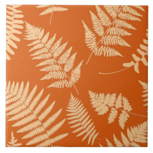 Padrão de Fern de Woodland, mandarim e Pastel Oran