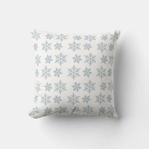 Padrão de Floco de Neve Azul Claro em Almofada de