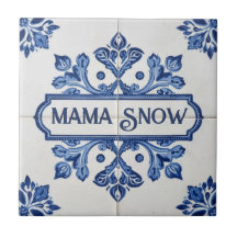 Padrão de floco de neve azul e branco com nome per