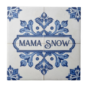 Padrão de floco de neve azul e branco com nome per