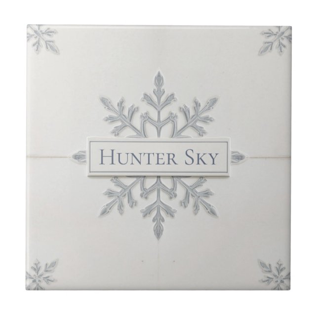 Padrão de floco de neve azul e branco com nome per (Frente)