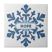 Padrão de floco de neve azul e branco com nome per