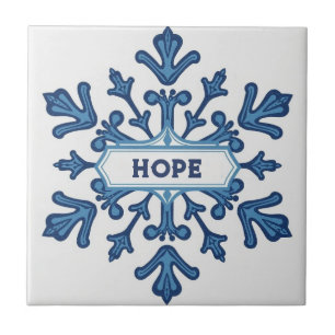 Padrão de floco de neve azul e branco com nome per
