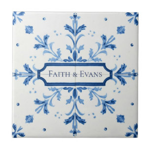 Padrão de floco de neve azul e branco com nome per