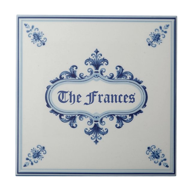 Padrão de floco de neve azul e branco com nome per (Frente)