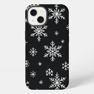 Padrão de Floco de Neve Capa de telefone Preta