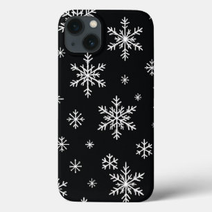 Padrão de Floco de Neve Capa de telefone Preta