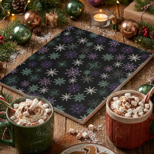 Padrão de Floco de Neve de Natal Preto Roxo Verde-