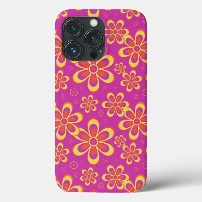 Padrão de Flor Amarelo-Roxo-Magenta (Verso)