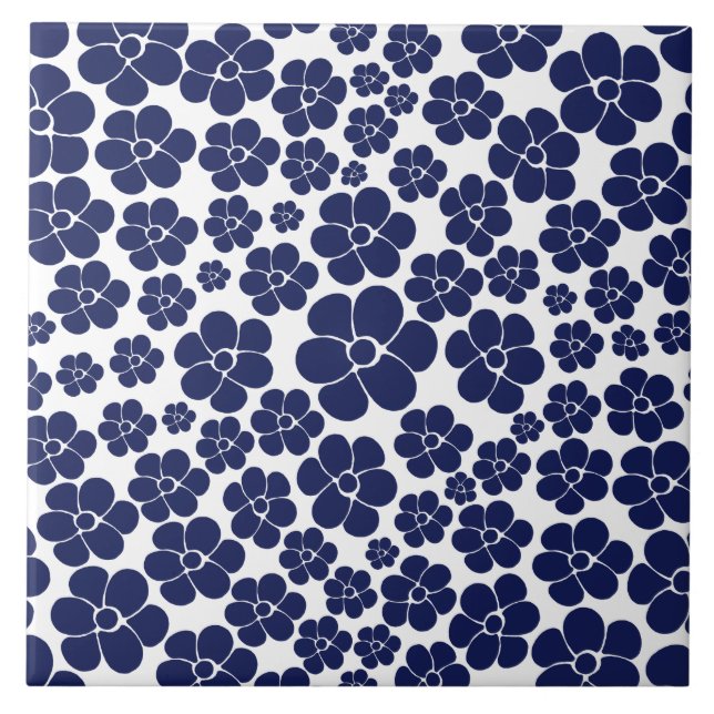 Padrão de Flor - Azul e Branco (Frente)