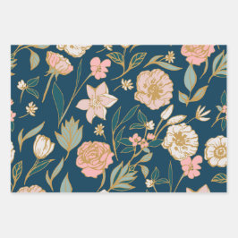 Padrão de Flor Azul-Rosa Estonteante