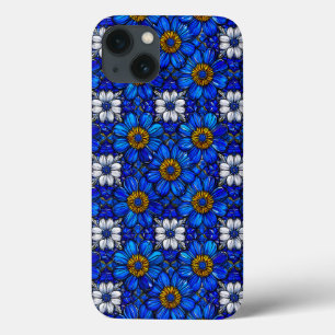 Padrão de Flor Azul Vintage Botânica Atemporal