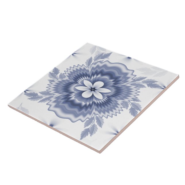 Padrão de Flor Branco Azul (Lateral)
