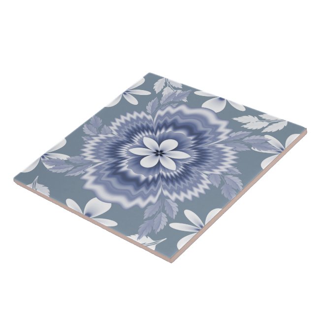 Padrão de Flor Branco Azul (Lateral)