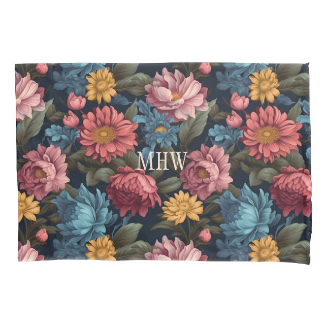 Padrão de Flor Colorida do Monograma Personalizado (Frente)