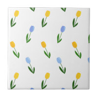 Padrão de Flor das Tulipas Amarelo e Azul