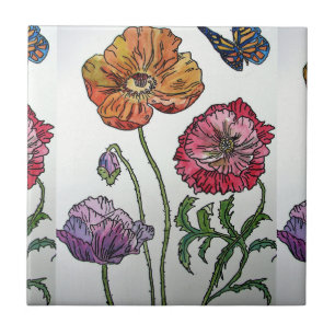 Padrão de Flor de Aquarela Laranja Vermelho Roxo P