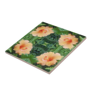 Padrão de Flor de Hibisco Laranja