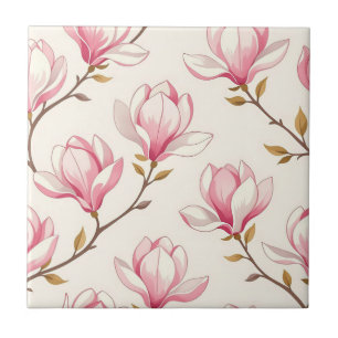 Padrão de Flor de Magnólia Rosa