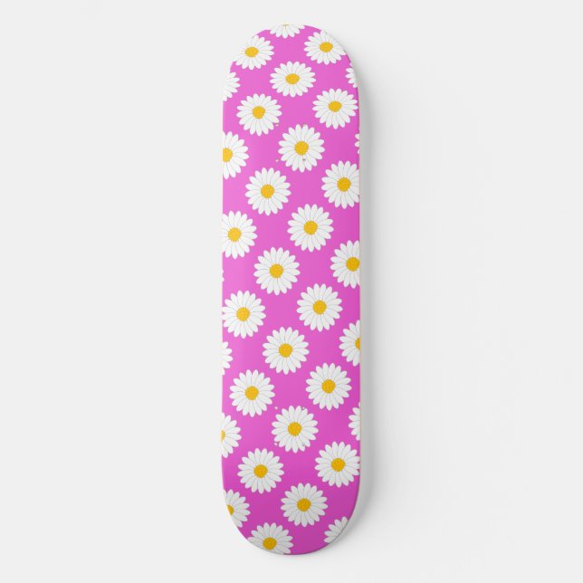 Padrão de Flor de Margarida Nebulosa Skateboard Ro (Frente)