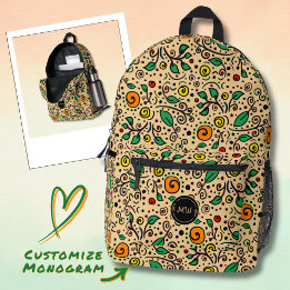 Padrão de Flor de Monograma laranja Turbilhão de F