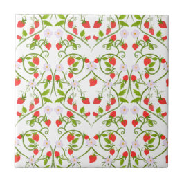 Padrão de Flor de Morango com Aquarela