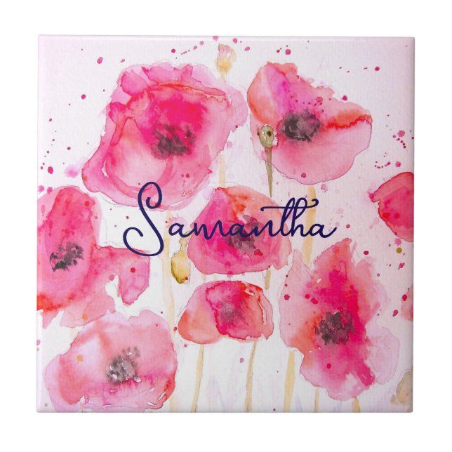 Padrão de Flor de Papoula de Flandres Vermelho Obr (Frente)