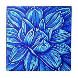 Padrão de Flor de Peônias Gigante no Azul Indigo