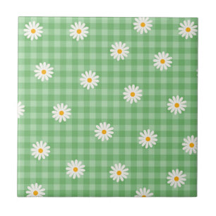 Padrão de Flor de Verificação Gingham da Xadrez de