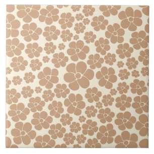 Padrão de Flor em Tan e Creme