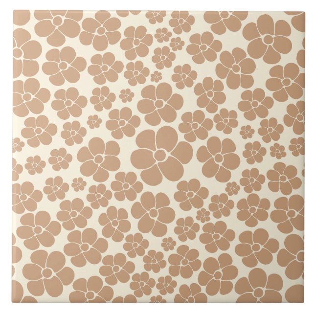 Padrão de Flor em Tan e Creme (Frente)