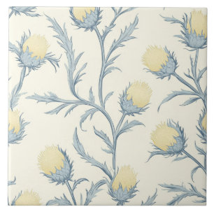 Padrão de Flor Floral com Thistle Azul-Limão