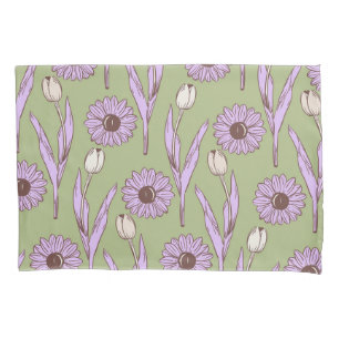 Padrão de Flor Hippie Funky Y2K Retro Roxo Verde