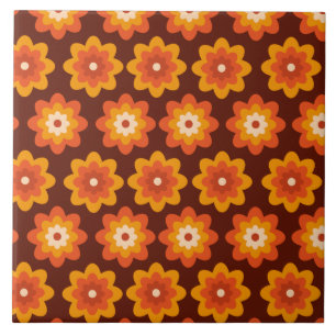 Padrão de flor laranja boho hippie retrô dos anos