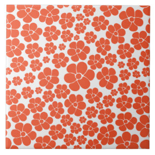 Padrão de Flor - Laranja e Branco