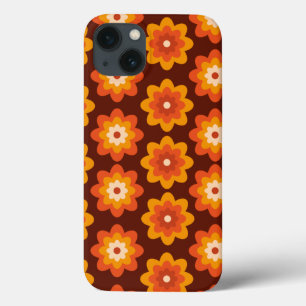Padrão de flor laranja Groovy Retro 70s Boho Hippi