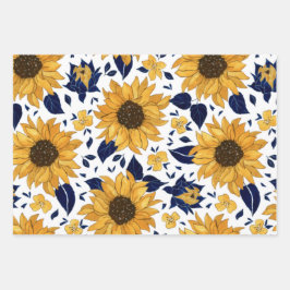 Padrão de Flor Laranja Verde Amarelo Azul