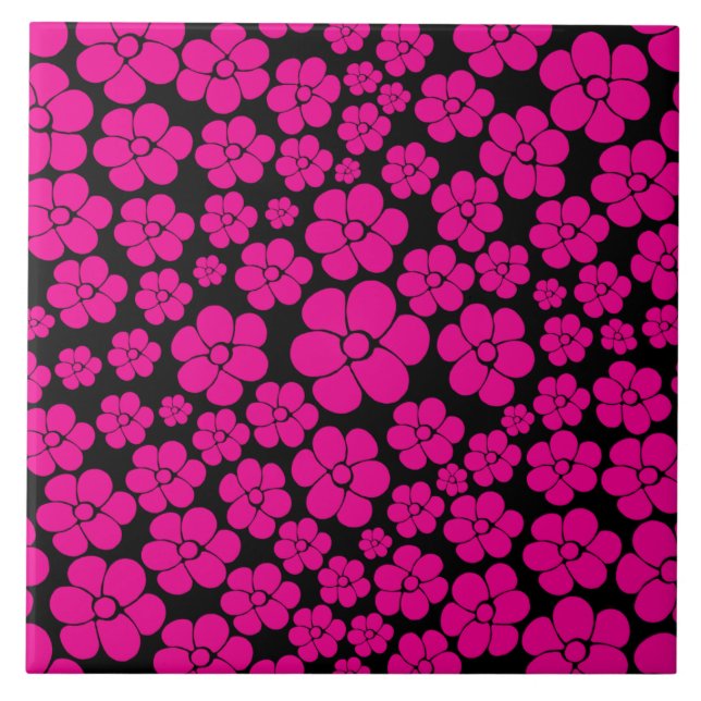 Padrão de Flor - Magenta e Preto (Frente)
