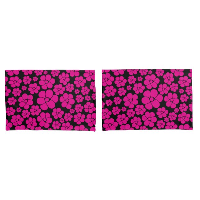 Padrão de Flor - Magenta e Preto (Frente - conjunto)
