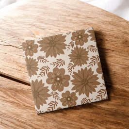 Padrão de Flor Marrom do Meio século de Vintage Re