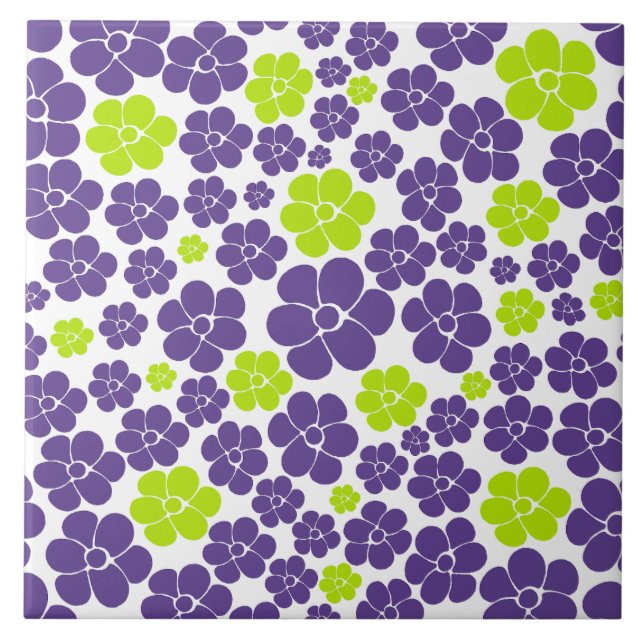 Padrão de Flor no Verde limão e Roxo (Frente)