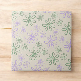Padrão de Flor Pequeno Púrpura Verde Retroativa