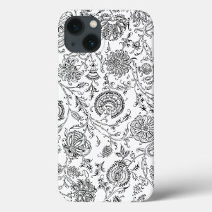 Padrão de Flor Preto e Branco